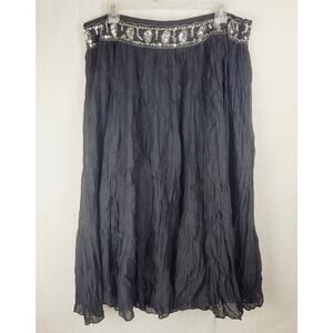 Vintage Nygard black tiered sequin waist maxi skirt size 18 gauzy Whimsigoth